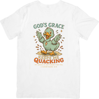 Thumbnail for God's Grace Keeps Me Quacking Duck T-Shirt | Christian Funny Retro Graphic Tee | Faith Humor Gift