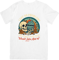 Thumbnail for 99 Problems Sweet Treat Skeleton T-Shirt | Retro Funny Skull Cupcake Graphic Tee | Baker Humor Gift