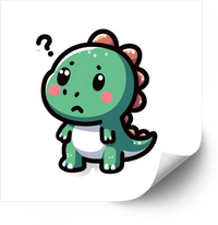 Thumbnail for Confused Baby Dinosaur Sticker | Kawaii Cute Dino Question Mark Vinyl Decal