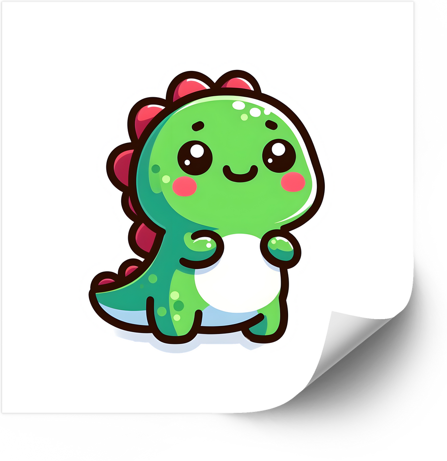 Happy Baby Dinosaur Kawaii Sticker | Cute Green Dino Vinyl Decal