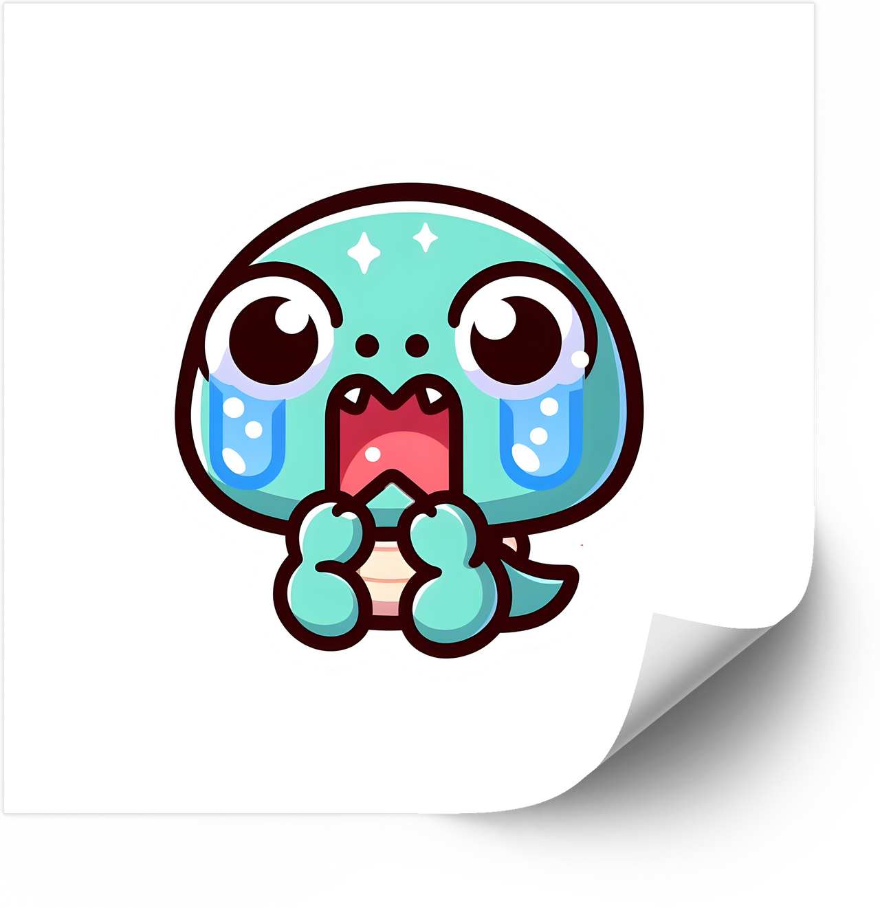 Sobbing Baby Dino Kawaii Sticker | Cute Kawaii Crying Dinosaur Vinyl Decal