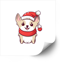 Thumbnail for Santa Hat Chihuahua Sticker | Cute Kawaii Christmas Dog Vinyl Decal