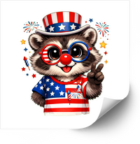 Thumbnail for Patriotic Raccoon Peace Sign Sticker | Funny 4th Of July American Flag Vinyl Decal