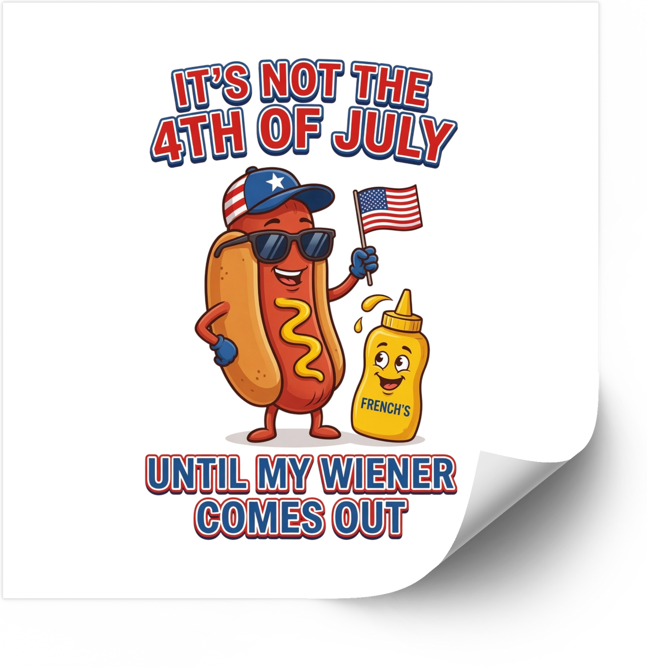 Funny Hot Dog 4th Of July Sticker | Patriotic Humor Wiener BBQ Vinyl Decal