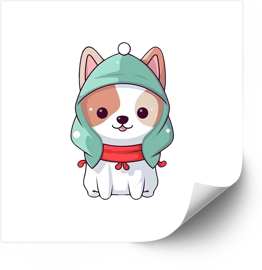 Corgi In Hoodie Kawaii Sticker | Cute Dog Winter Outfit Vinyl Decal